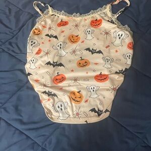 SHEIN Halloween Ghost and Pumpkin Pajama Top & Shorts